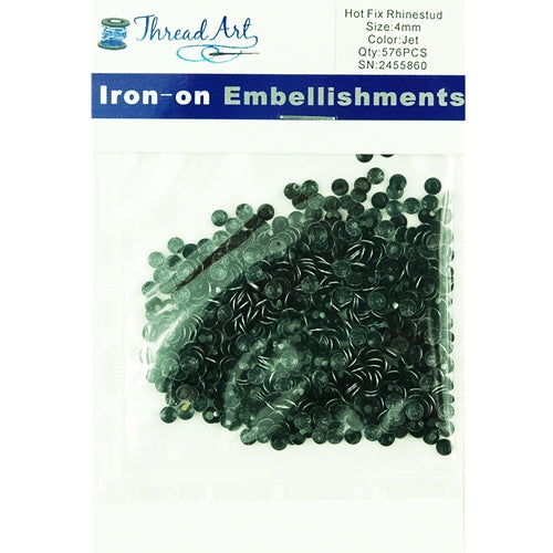 Hot Fix Metallic Rhinestones 4mm Jet - 4 gross - Threadart.com