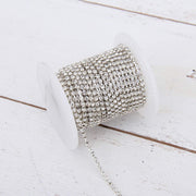 Crystal Rhinestone Chain |- SS16 Silver Tone Chain -10 yard roll - Threadart.com