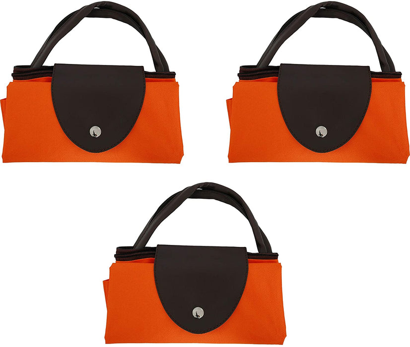 Set of 3 Foldable Shopping Bag Oxford - Orange - Threadart.com