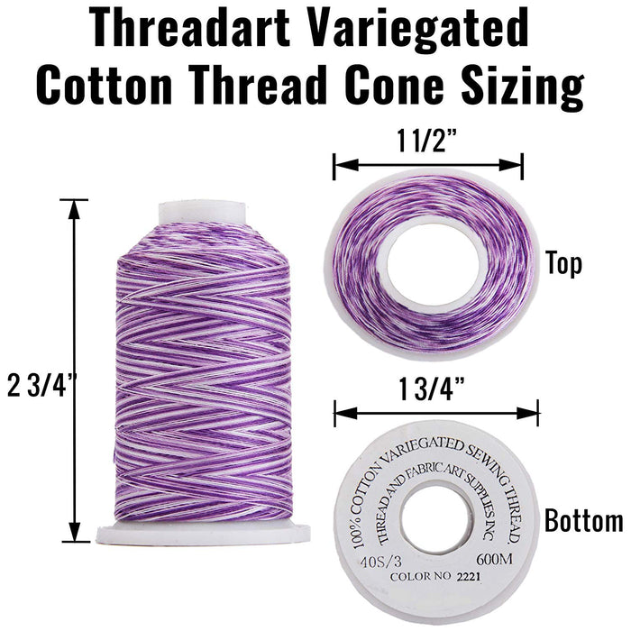 Cotton Variegated Thread Set - 4 Cone Collection of Multicolor Pastel Colors - Threadart.com