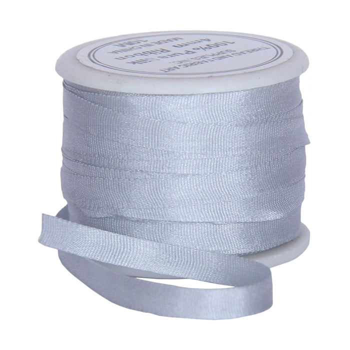 Silk Ribbon 4mm Silver Grey x 10 Meters No. 064 - Threadart.com