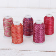 Variegated Multicolor Polyester Embroidery Thread Set - 5 Red Shades - Threadart.com
