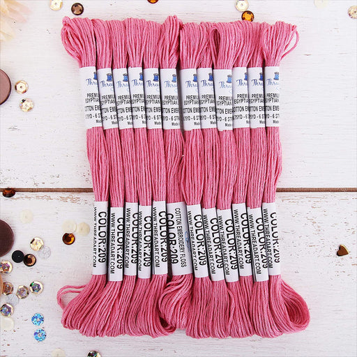 Dusty Rose Premium Cotton Embroidery Floss - Box of 12 - Six Strand Thread - No. 209 - Threadart.com