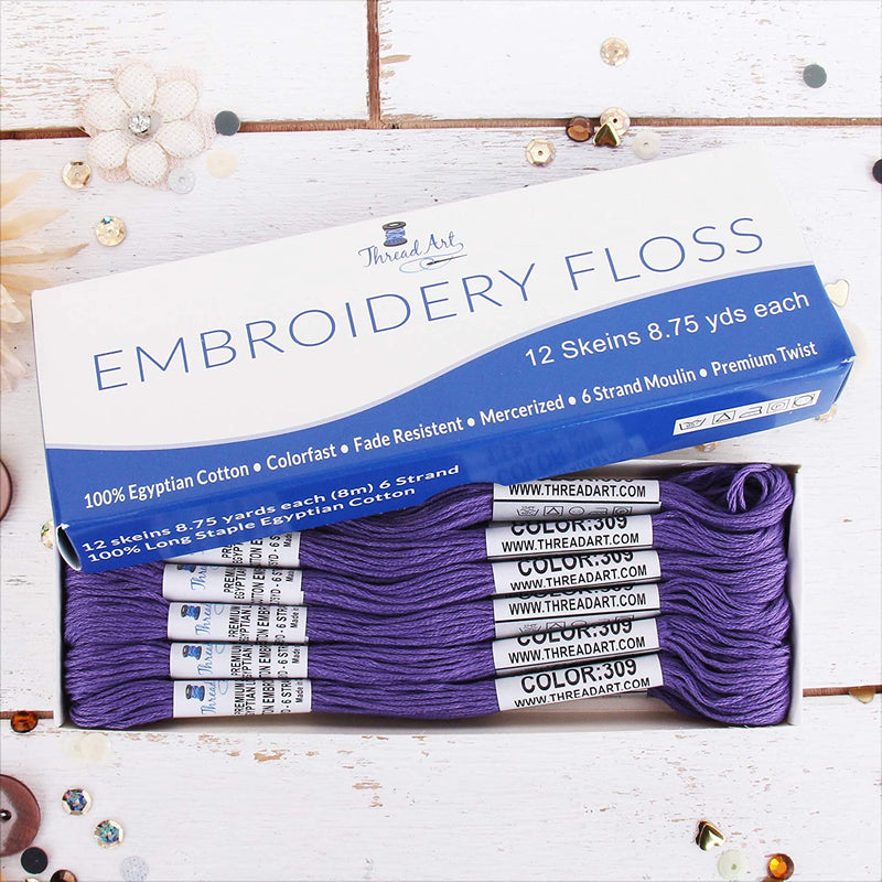 Violet Premium Cotton Embroidery Floss - Box of 12 - Six Strand Thread - No. 309 - Threadart.com
