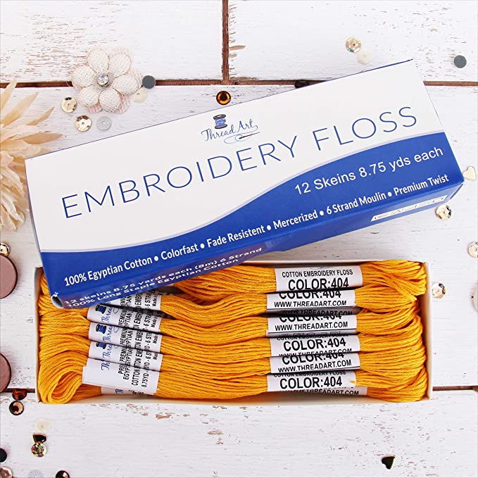 Gold Premium Cotton Embroidery Floss - Box of 12 - Six Strand Thread - No. 404 - Threadart.com