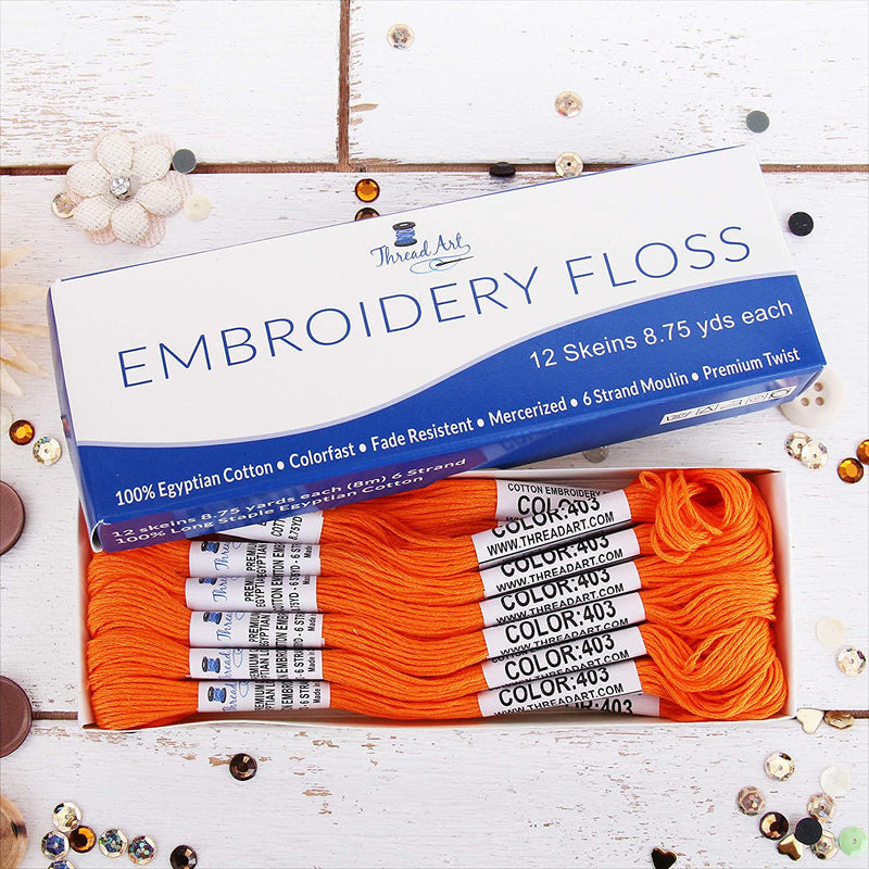 Orange Premium Cotton Embroidery Floss - Box of 12 - Six Strand Thread - No. 403 - Threadart.com
