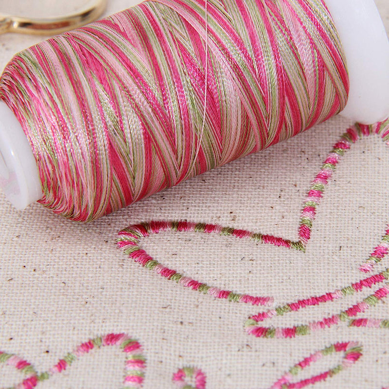 Variegated Multicolor Polyester Embroidery Thread Set - 4 Pastel Shades - Threadart.com