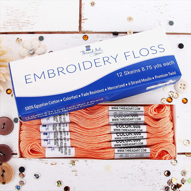 Melon Premium Cotton Embroidery Floss - Box of 12 - Six Strand Thread - No. 608 - Threadart.com