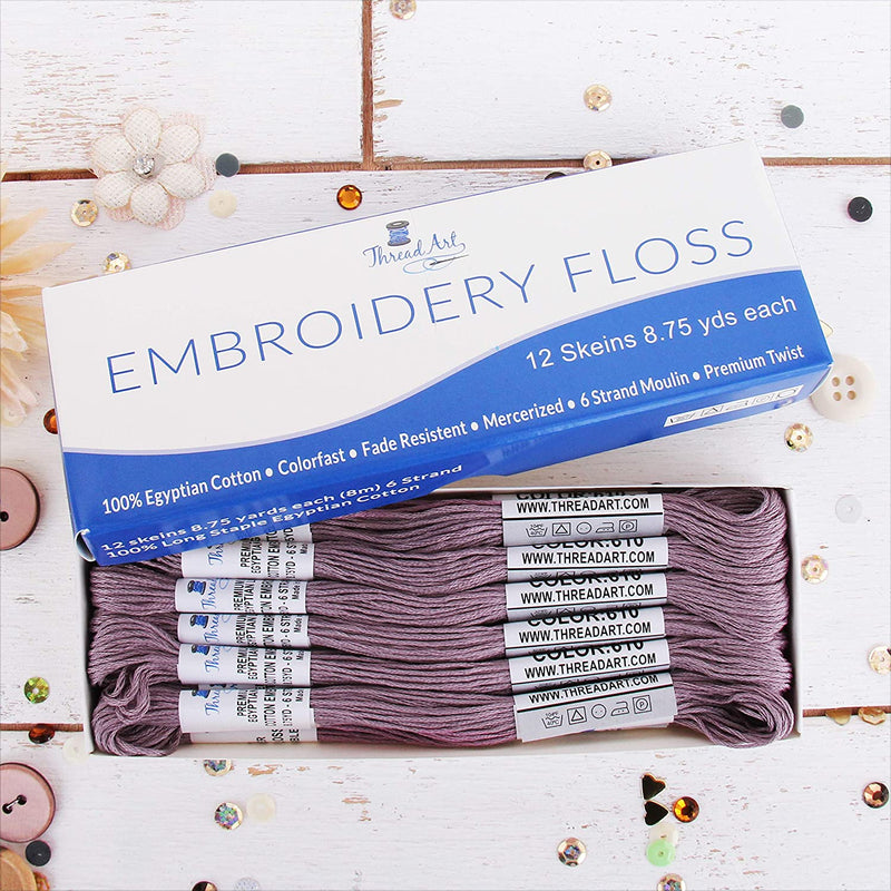 Antique Violet Premium Cotton Embroidery Floss - Box of 12 - Six Strand Thread - No. 610 - Threadart.com