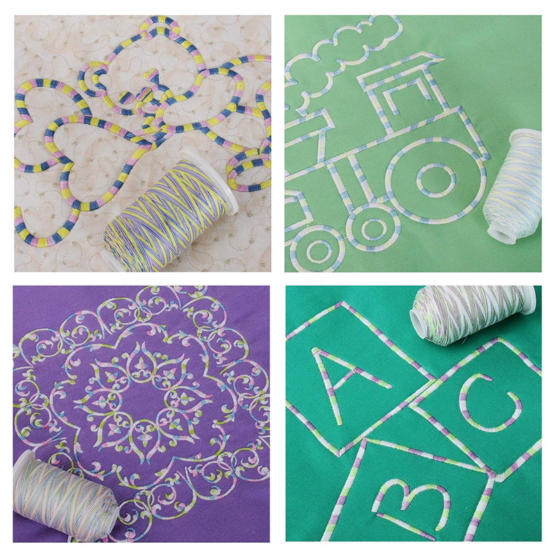 Cotton Variegated Thread Set - 4 Cone Collection of Multicolor Pastel Colors - Threadart.com