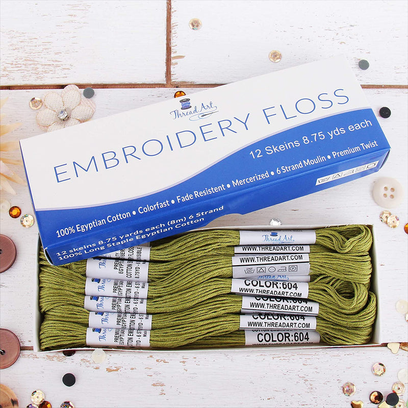 Avocado Premium Cotton Embroidery Floss - Box of 12 - Six Strand Thread - No. 604 - Threadart.com