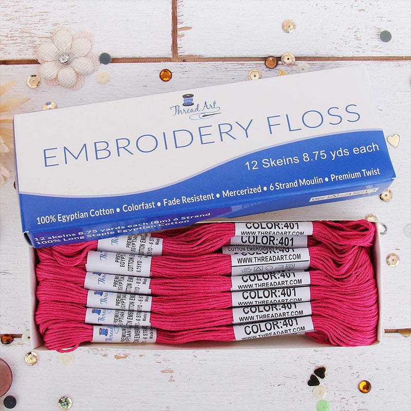 Magenta Premium Cotton Embroidery Floss - Box of 12 - Six Strand Thread - No. 401 - Threadart.com