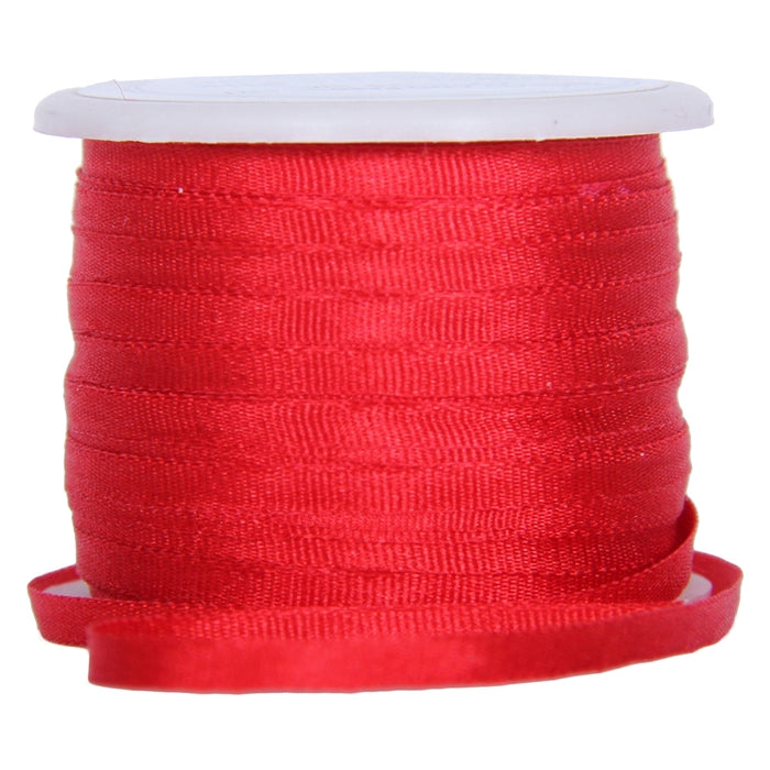 Red Silk Ribbon - 2mm For Embroidery - 10 Meters Pure Silk 100