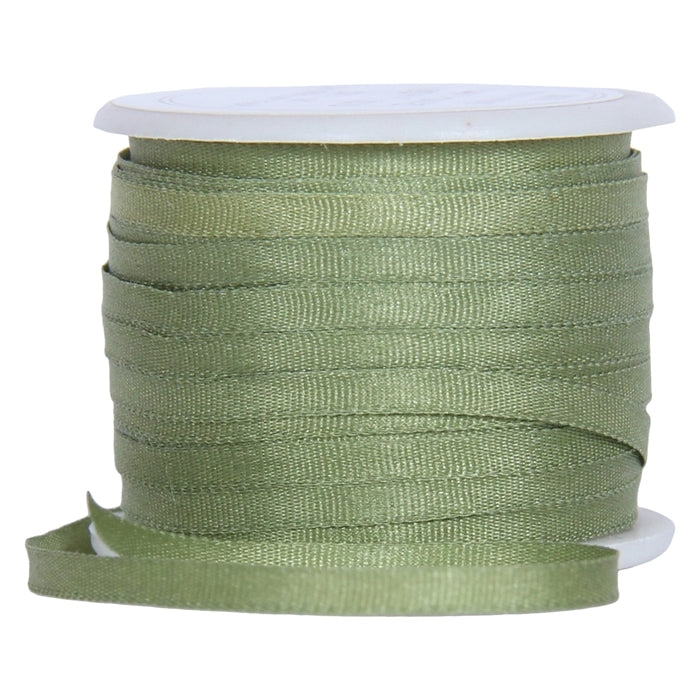 Threaded Ribbon Pure Silk Ribbon for Embroidery 2mm Sage - 10 Meter Roll — Threadart.com