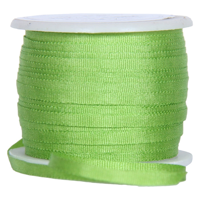 Silk Ribbon 2mm Lime Green x 10 Meters No. 642 - Threadart.com