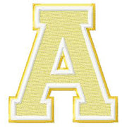 Varsity Font Letters Alphabet Two Colors- Machine Embroidery Designs - 3 Sizes, 8 Formats - Threadart.com