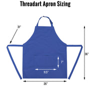 Ten Pack of White Canvas 100% Cotton Adjustable Apron Bib with Twin Pockets - Threadart.com