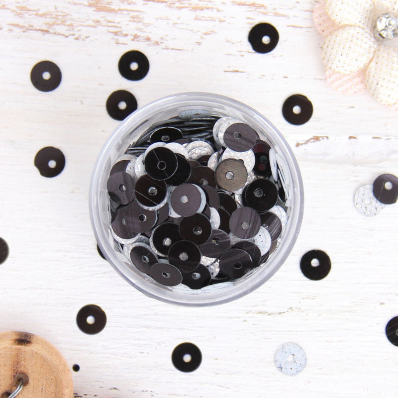 HotFix Loose Sequins - 6MM Black Metallic - Threadart.com