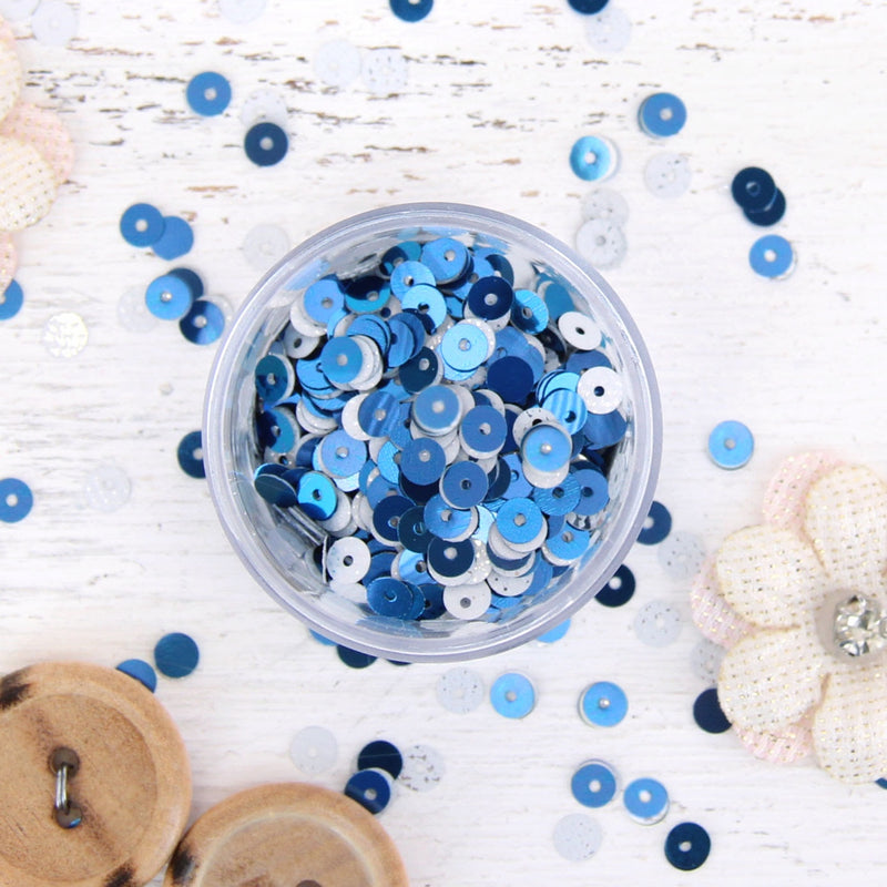 HotFix Loose Sequins - 4MM Blue Metallic - Threadart.com
