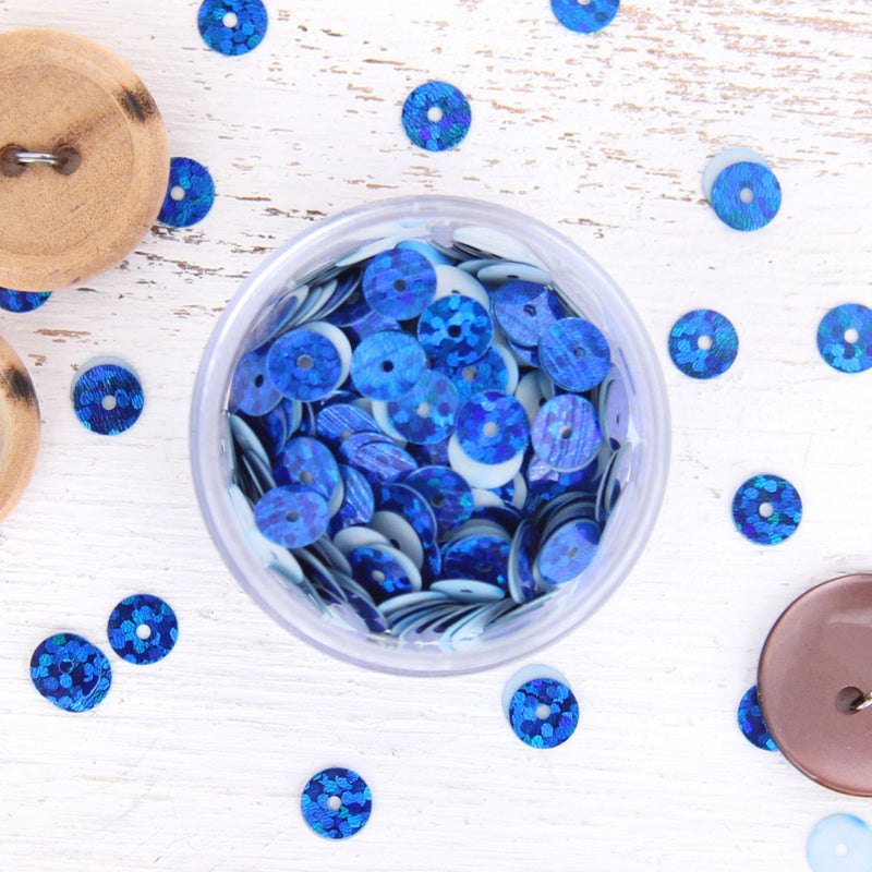 HotFix Loose Sequins - 6MM Blue Hologram - Threadart.com