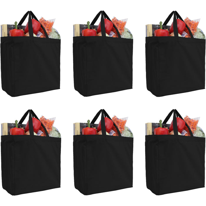 Six Pack of Canvas Totes - Black - 100% Cotton - 14x14x7.5 - Threadart.com