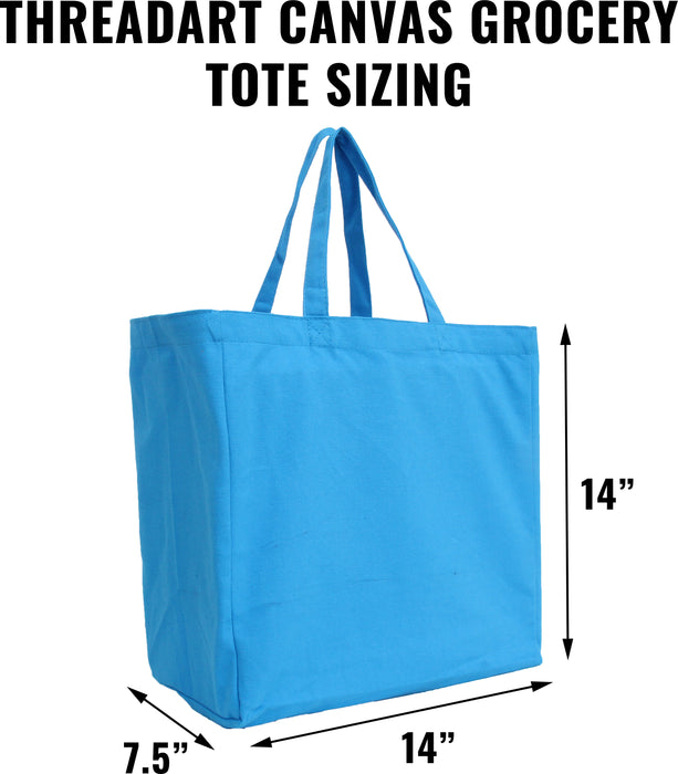 Canvas Tote - Turquoise - 100% Cotton- 14x14x7.5 - Threadart.com