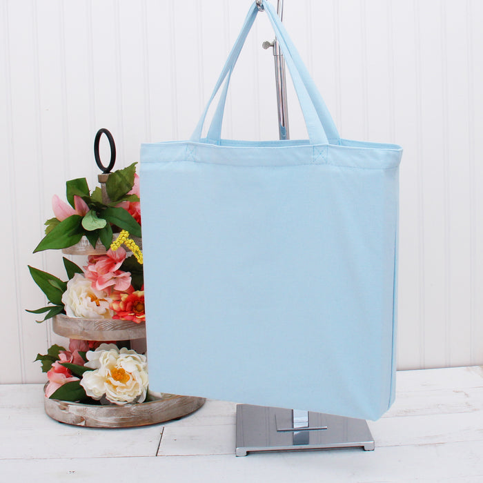 10 Pack of Blank Canvas Tote Bags - Light Blue - 100% Cotton- 14.5x17x3 - Threadart.com