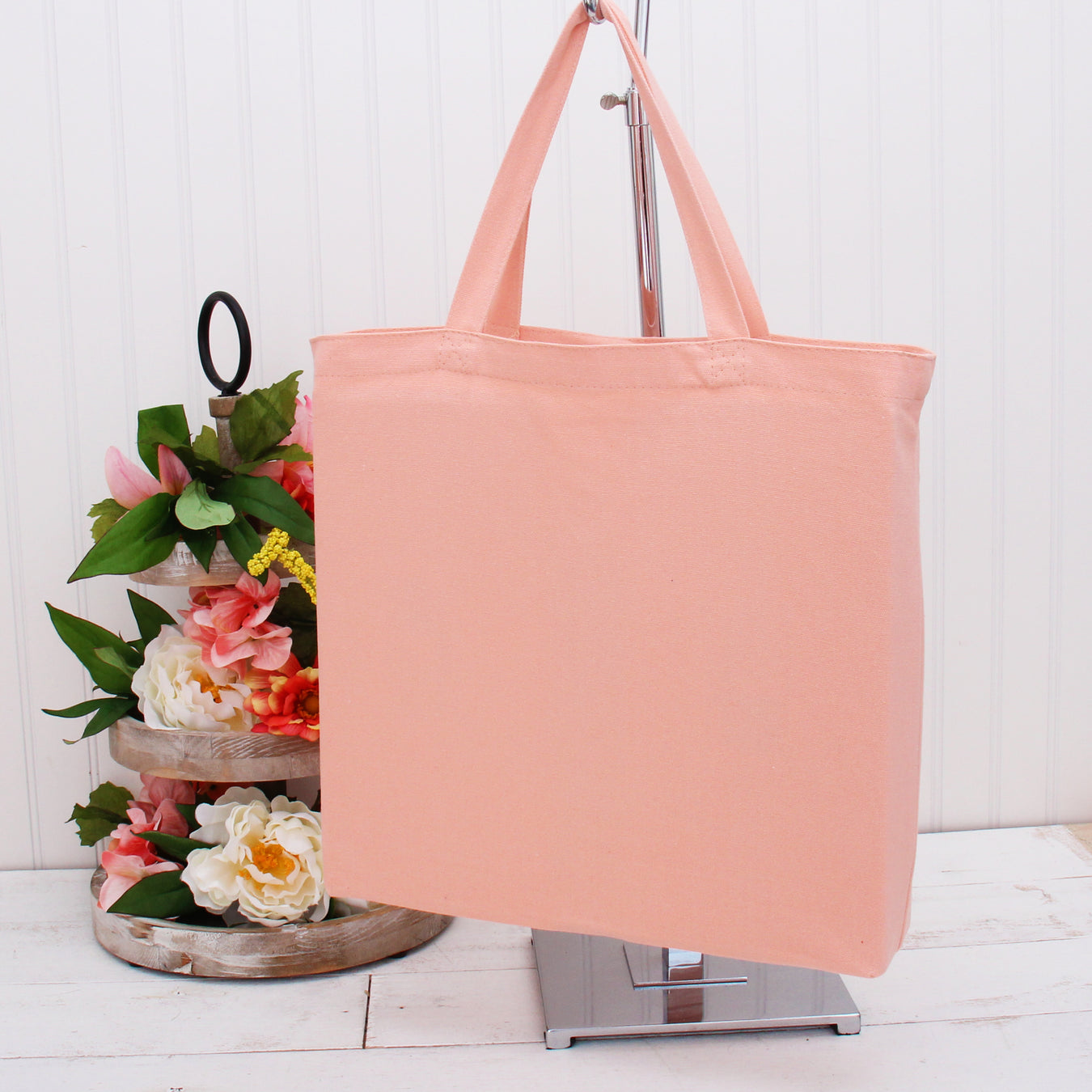 Blank Canvas Tote Bag - Coral - 100% Cotton- 14.5x17x3 - Threadart.com