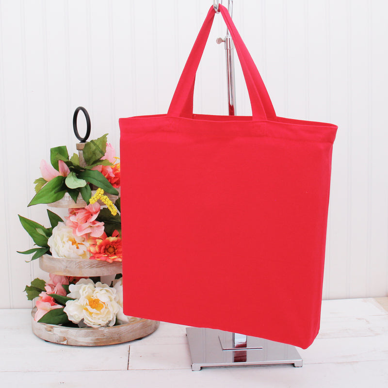 Blank Canvas Tote Bag - Red - 100% Cotton- 14.5x17x3 - Threadart.com