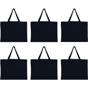 Six Pack of Canvas Totes - Black - 100% Cotton - 12x16 - Threadart.com