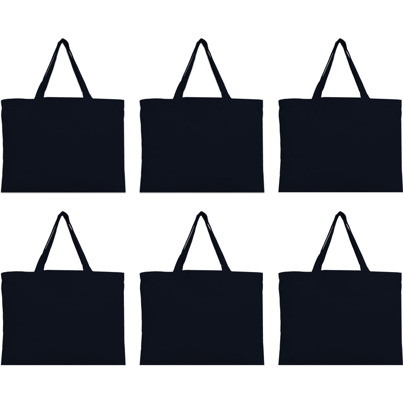 Six Pack of Canvas Totes - Black - 100% Cotton - 12x16 - Threadart.com