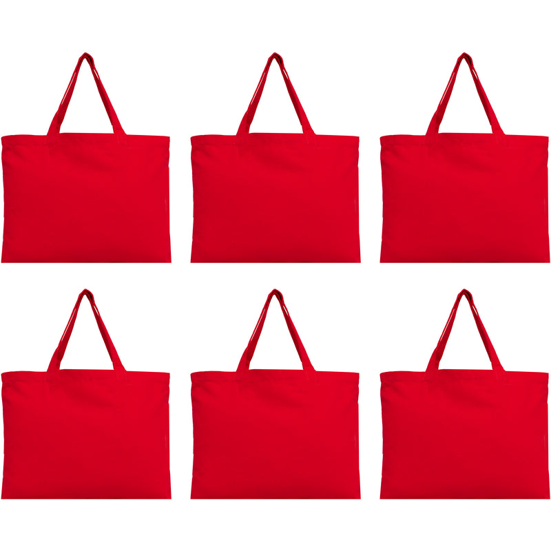 Six Pack of Canvas Totes - Red - 100% Cotton - 12x16 - Threadart.com