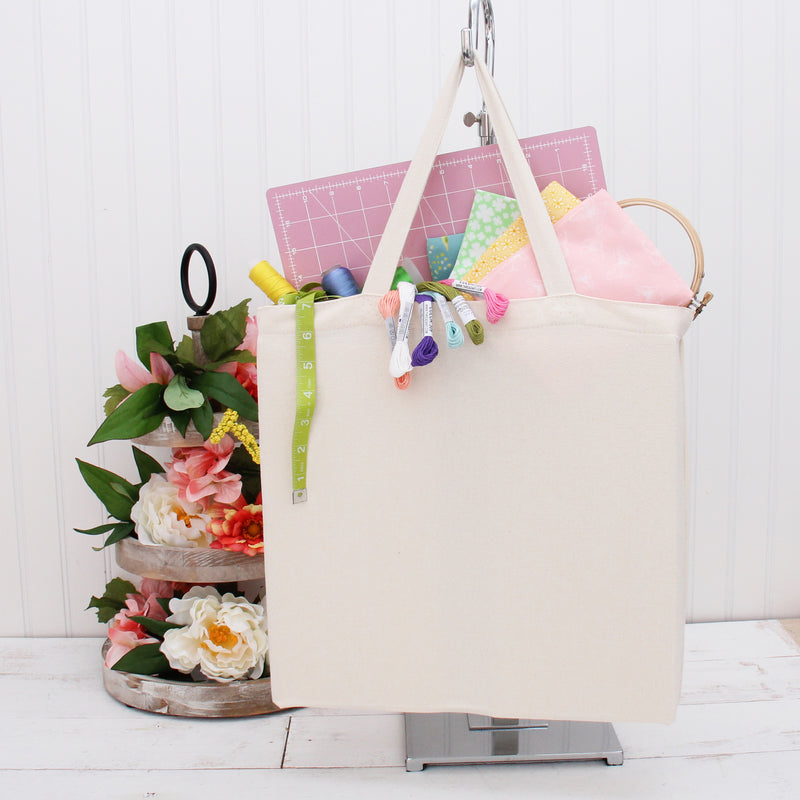 Blank Canvas Tote Bag - Natural - 100% Cotton- 14.5x17x3 - Threadart.com