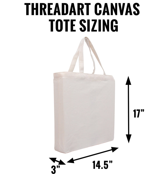 Canvas Book Tote Bag - Natural - 100% Cotton- 14.5x17x3 - Threadart.com