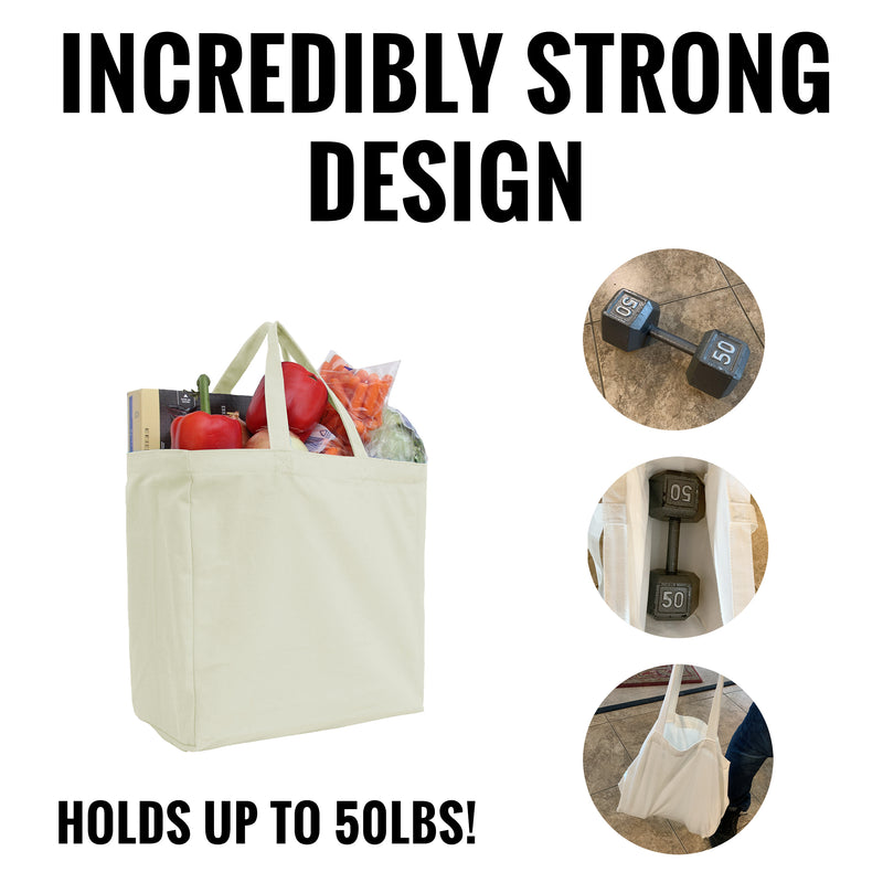 Six Pack of Canvas Totes - Natural - 100% Cotton - 14x14x7.5 - Threadart.com