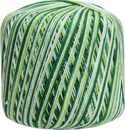 Multicolor Cotton Crochet Thread - Size 10 - Variegated Garden Greens - 175 Yds - Threadart.com