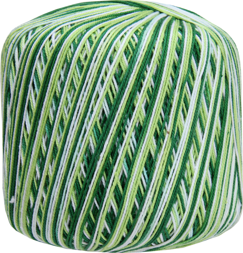 Multicolor Cotton Crochet Thread - Size 10 - Variegated Garden Greens - 175 Yds - Threadart.com