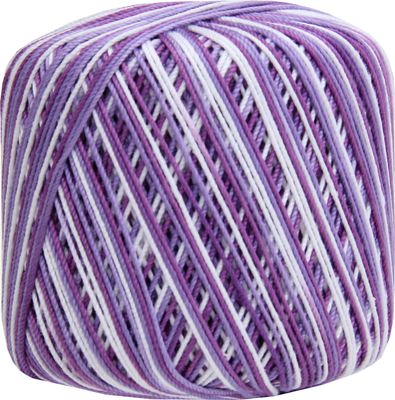 Multicolor Cotton Crochet Thread - Size 3 - Variegated Violets - 140 yds - Threadart.com