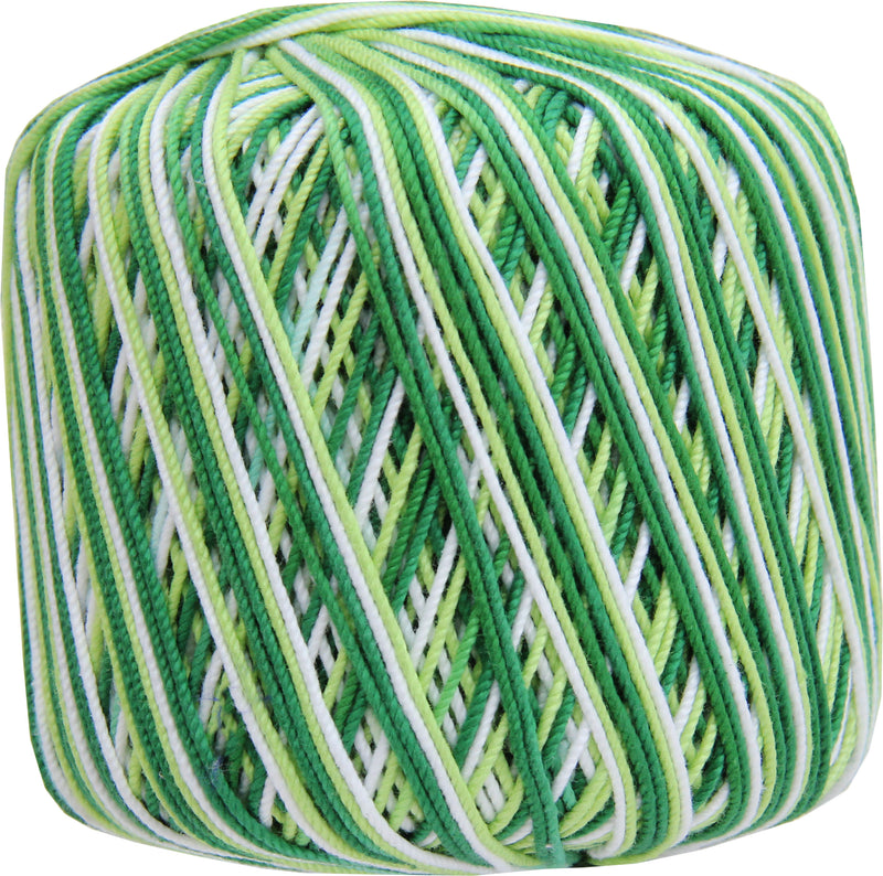 Multicolor Cotton Crochet Thread - Size 3 - Variegated Garden Greens - 140 yds - Threadart.com