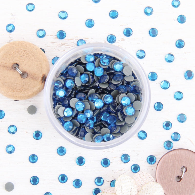 Hot Fix Rhinestones - SS10 - Capri Blue - 1440 stones - Threadart.com