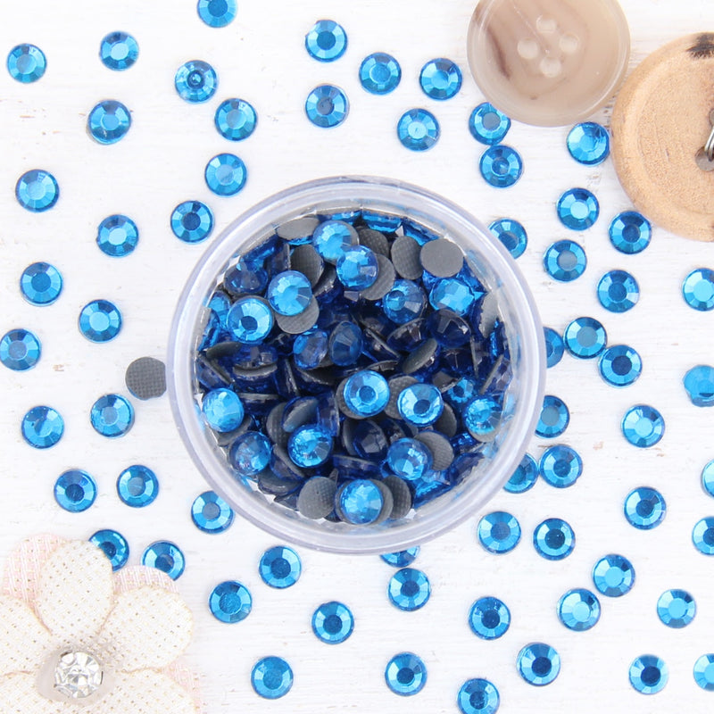 Hot Fix Rhinestones - SS30 - Capri Blue - 144 stones - Threadart.com