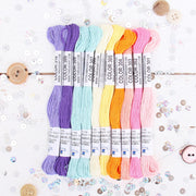 Premium Cotton Embroidery Floss Set in 10 Fun Confetti Colors - Six Strand Thread - Threadart.com