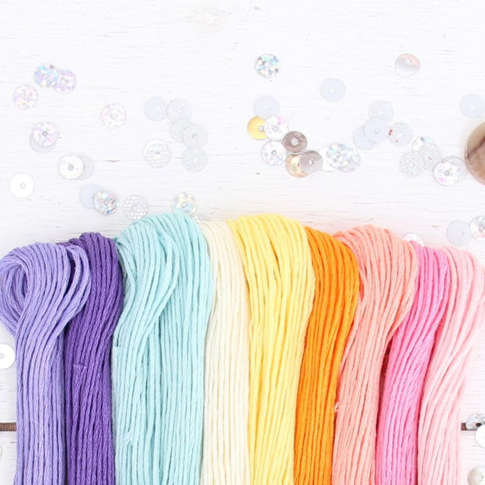 Premium Cotton Embroidery Floss Set in 10 Fun Confetti Colors - Six Strand Thread - Threadart.com