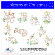 Machine Embroidery Designs - Unicorns at Christmas - Threadart.com