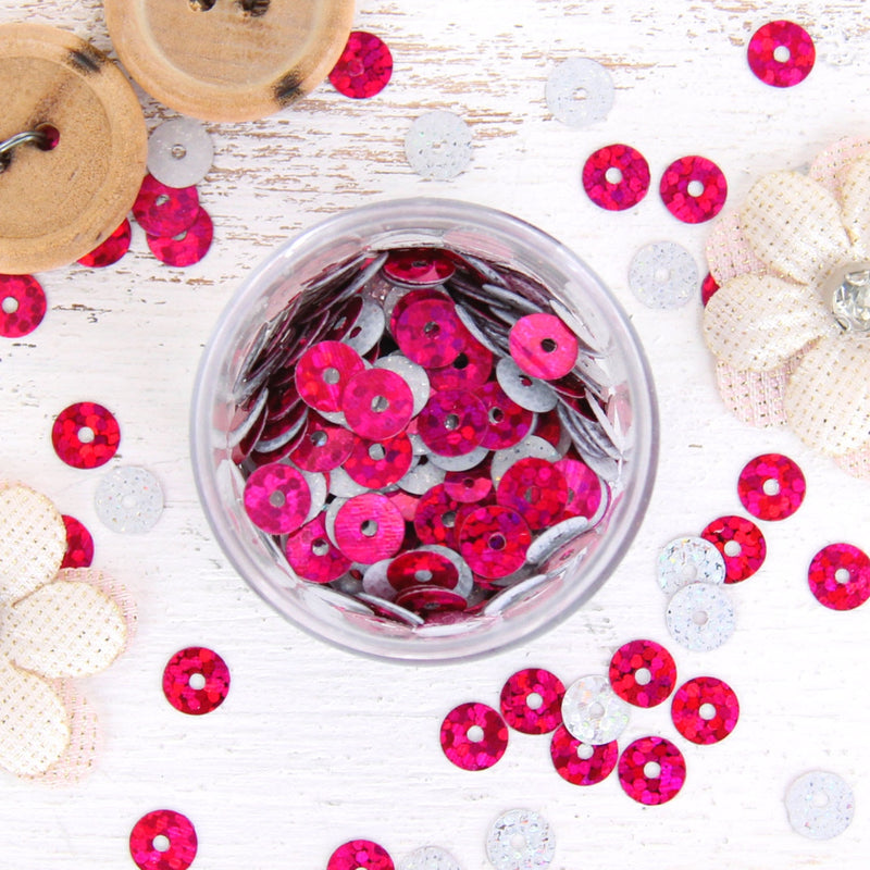 HotFix Loose Sequins - 6MM Fuchsia Hologram - Threadart.com
