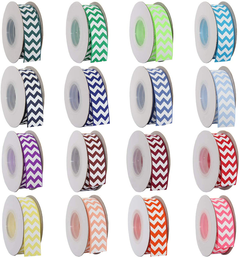 Grosgrain Chevron Ribbon 7/8" - 10 Yards - Neon Green - Threadart.com