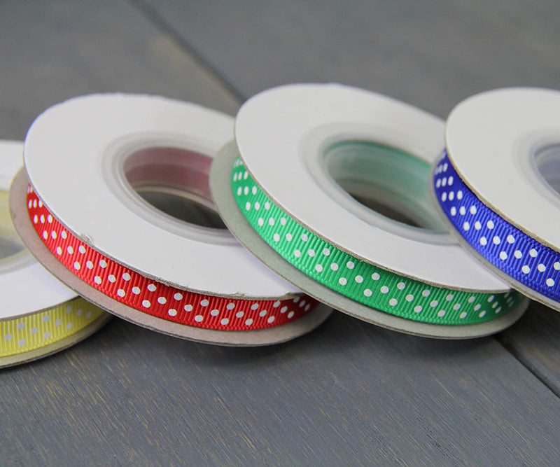 Grosgrain Dots Ribbon 3/8" - 10 Yards - Black - Threadart.com