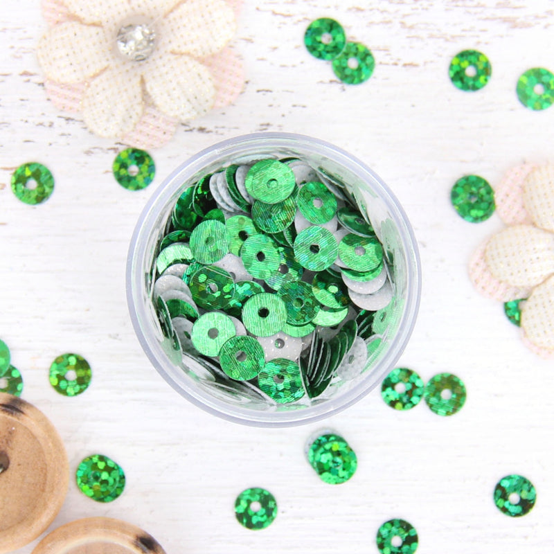 HotFix Loose Sequins - 6MM Green Hologram - Threadart.com
