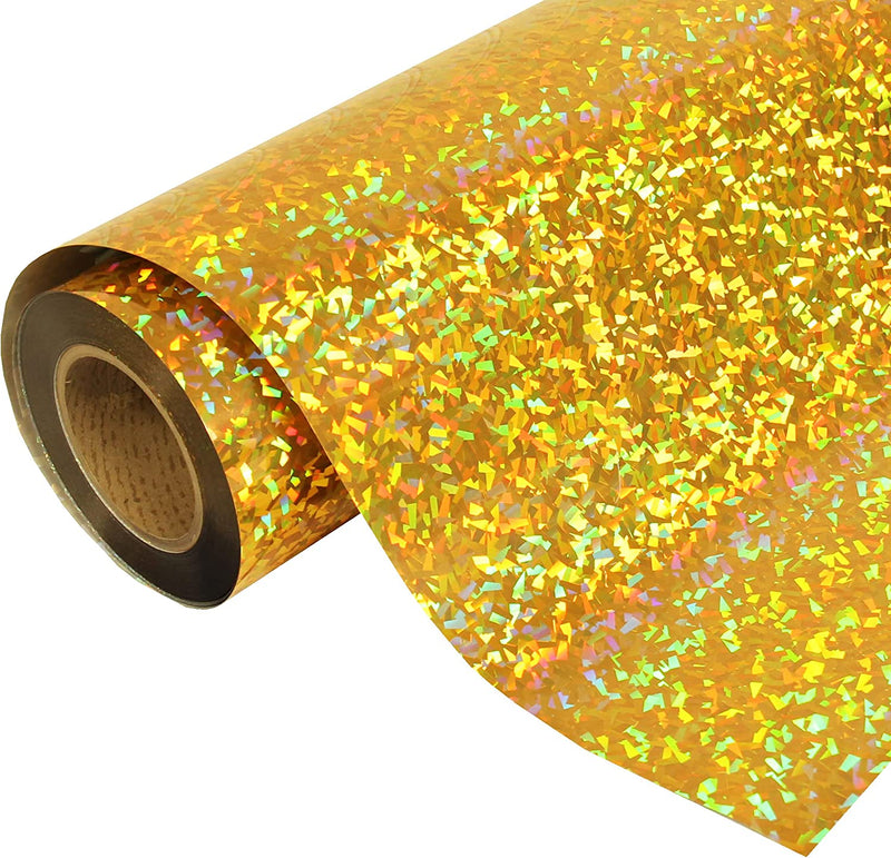 Holographic Crystal Gold 20" Heat Transfer Vinyl Film By The Yard - Threadart.com