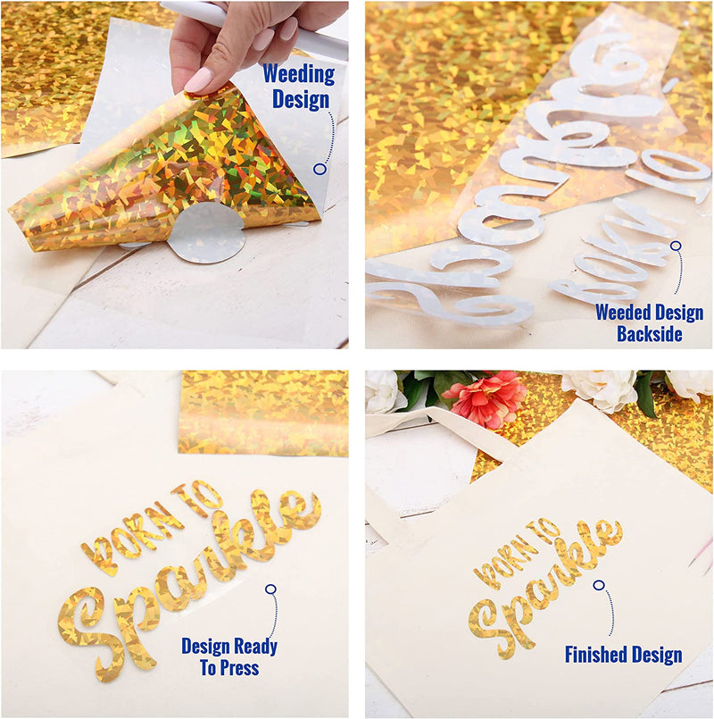 Holographic Gold 20" Heat Transfer Vinyl Film By The Yard - Threadart.com